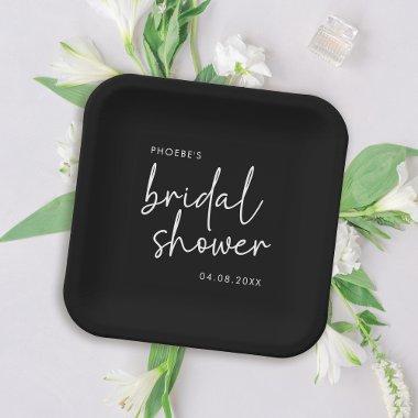 Black and White Minimalist Script  Paper Plates