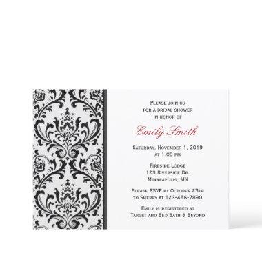 Black and White Modern Damask Bridal Shower Invitations