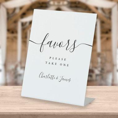 Black And White Modern Script Favors Table Pedestal Sign