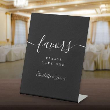 Black And White Modern Script Favors Table Pedestal Sign