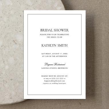 Black and White Modern Simple Border Bridal Shower Invitations