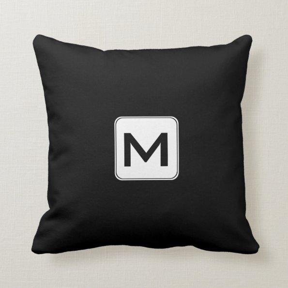 Black and White Monogram M Throw Pillows