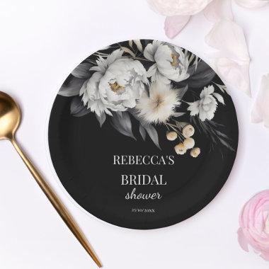 Black and white moody boho  template paper plates