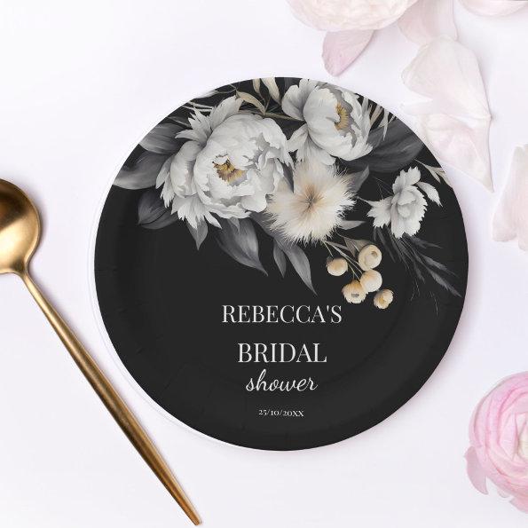 Black and white moody boho  template paper plates