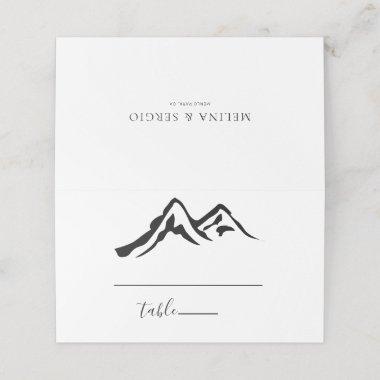 Black and White Mountain Wedding Place Invitations