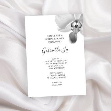 Black and White Orchids Bridal Shower Invitations