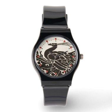 BLACK AND WHITE PEACOCK WATCH