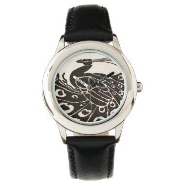 BLACK AND WHITE PEACOCK WATCH