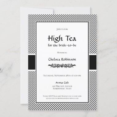 Black and White Polka Dot High Tea Bridal Shower Invitations