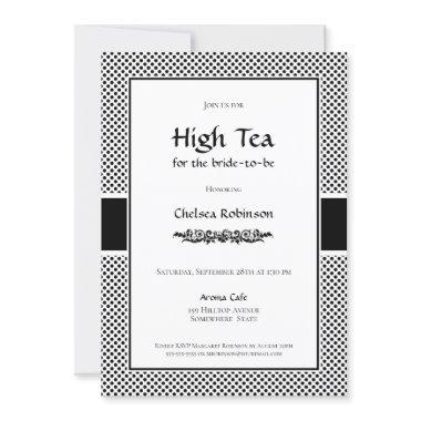 Black and White Polka Dot High Tea Bridal Shower Invitations