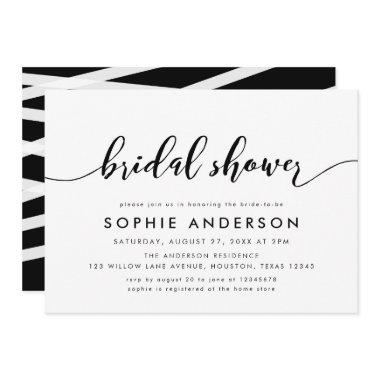 Black and White Relax Script Bridal Shower Invitations