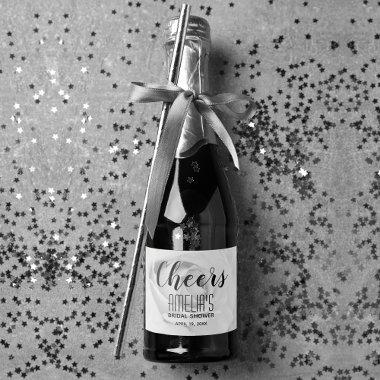 Black and White Rose  Mini Sparkling Wine Label