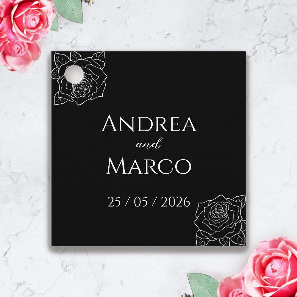 Black And White Rose Gothic Wedding Favor Tags