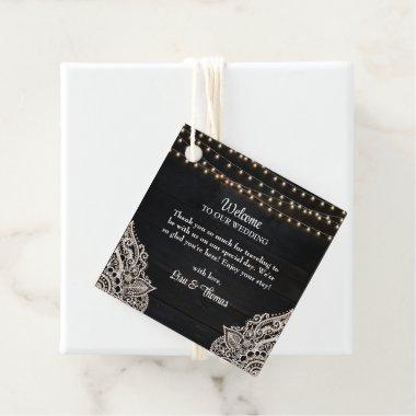 Black and White Rustic Elegance Wedding Favor Tags