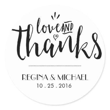 Black and White Script Wedding Thank You Sticker