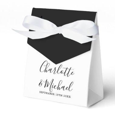 Black And White Signature Script Elegant Wedding Favor Boxes