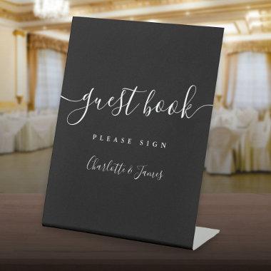 Black And White Signature Script Guest Book Pedestal Sign