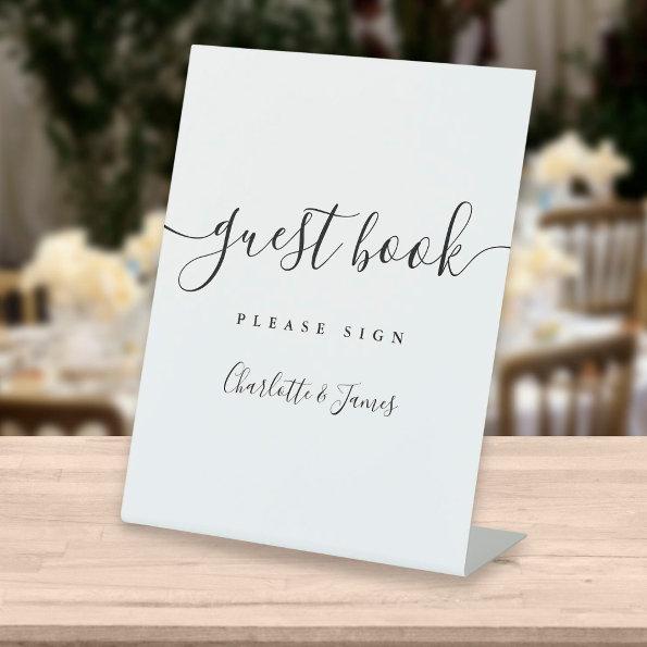 Black And White Signature Script Guest Book Pedestal Sign