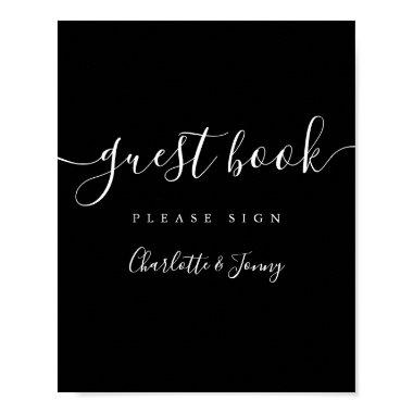 Black And White Signature Script Guest Book Sign