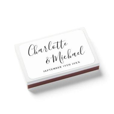 Black And White Signature Script Wedding Favors Matchboxes