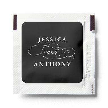 Black and White Simple Elegant Wedding with Names Hand Sanitizer Packet