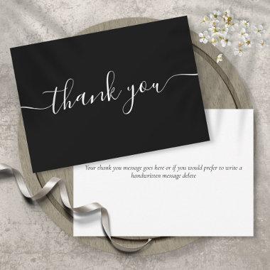 Black And White Simple Modern Elegant Script Thank You Invitations