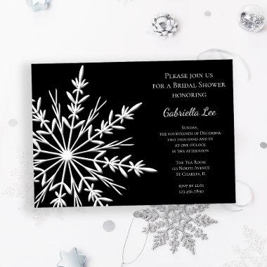 Black and White Snowflake Winter Bridal Shower Invitations