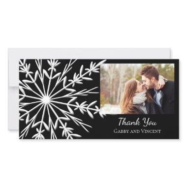 Black and White Snowflake Winter Wedding Thank You