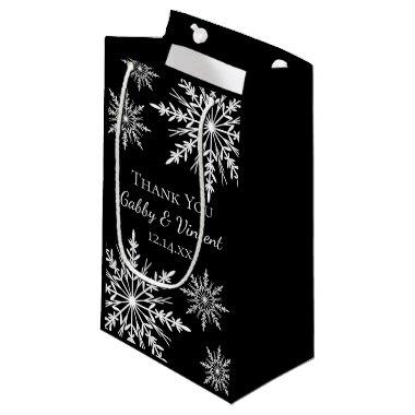 Black and White Snowflake Winter Wedding Thank You Small Gift Bag