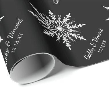 Black and White Snowflakes Winter Wedding Wrapping Paper