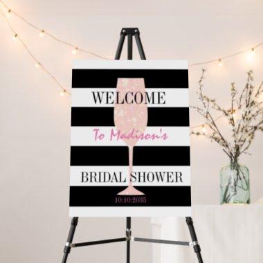 Black and White Stripe Bridal Shower Welcome Sign