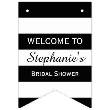 Black and White Striped  Bunting Flags