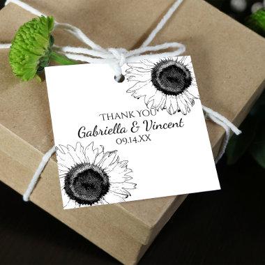 Black and White Sunflower Favor Tags