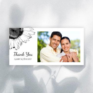 Black and White Sunflower Wedding Thank You