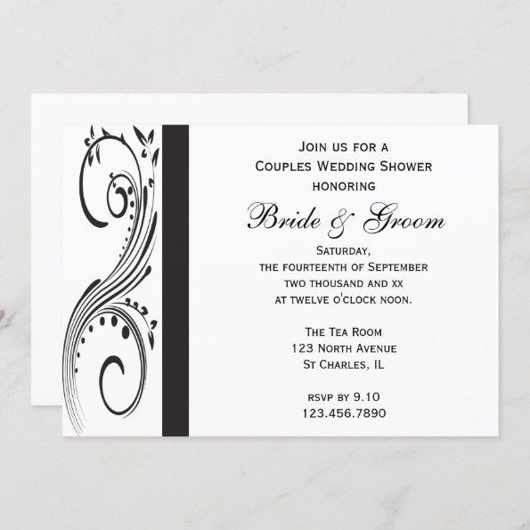 Black and White Swirls Couples Wedding Shower Invitations