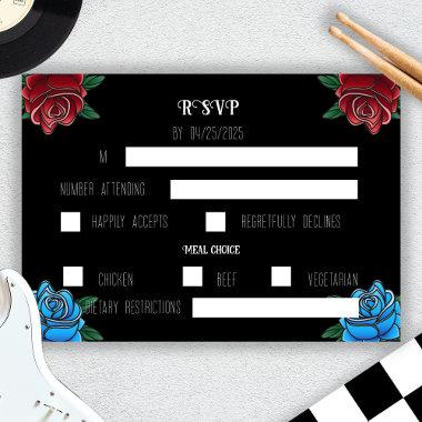 Black and White Tattoo Rock Wedding RSVP Card