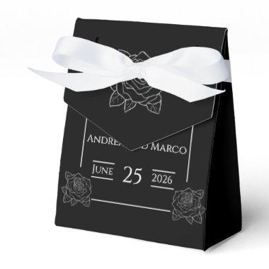 Black And White Tattoo Rose Wedding Invitations Favor Boxes
