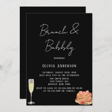 Black and White Tie Pancake Brunch & Bubbly Invita Invitations