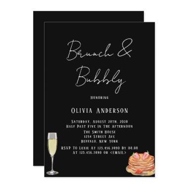 Black and White Tie Pancake Brunch & Bubbly Invita Invitations