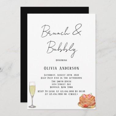 Black and White Tie Pancake Brunch & Bubbly Invitations