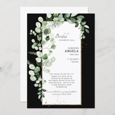 Black and White Virtual Zoom Bridal Shower Foliage Invitations
