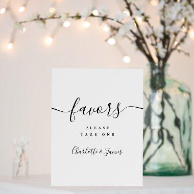 Black And White Wedding Script Favors Table Sign