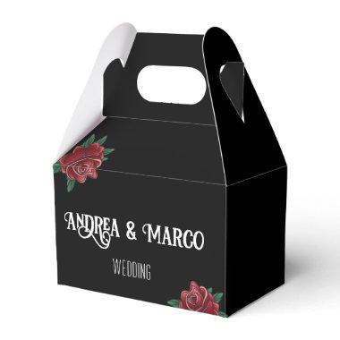 Black And White Wedding With Tattoos, Rose Tattoo Favor Boxes