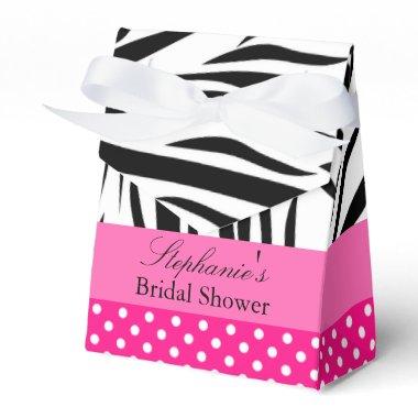 Black and White Zebra with Hot Pink Bridal Shower Favor Boxes