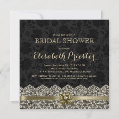 Black & Antique White Lace Bridal Shower Invite