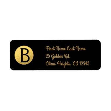Black (any color) Gold Foil Modern Monogram Chic Label