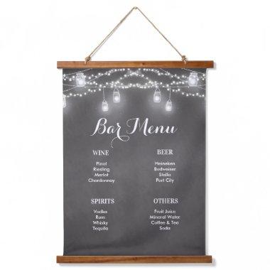 Black Bar Menu Mason Jar Wedding Hanging Tapestry