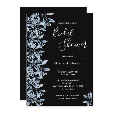 Black blue botanical script