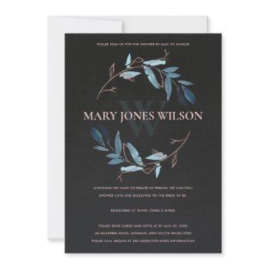 BLACK BLUE PINK FOLIAGE WREATH SHOWER BY MAIL