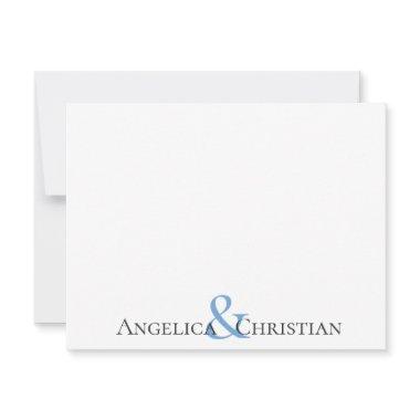 Black Blue Stripes Couples Personalized Stationery Note